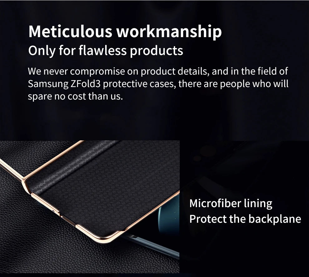 Real Leather Galaxy Z Fold 6 Hinge Kickstand Cover