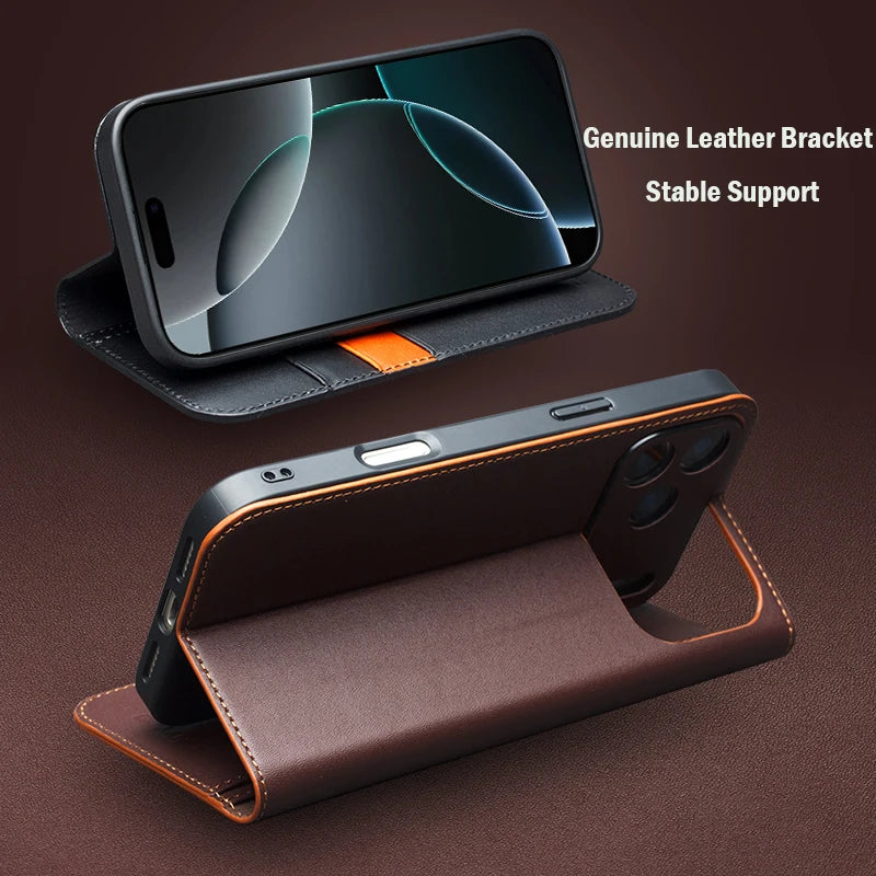 QIALINO Genuine Leather iPhone 17 Handmade Case