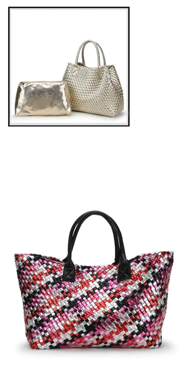 Bling Woven Leather Handbag