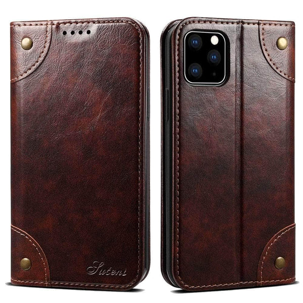 Casebuddy Classic iPhone 15 Pro Max Wallet Flip Genuine Leather Case