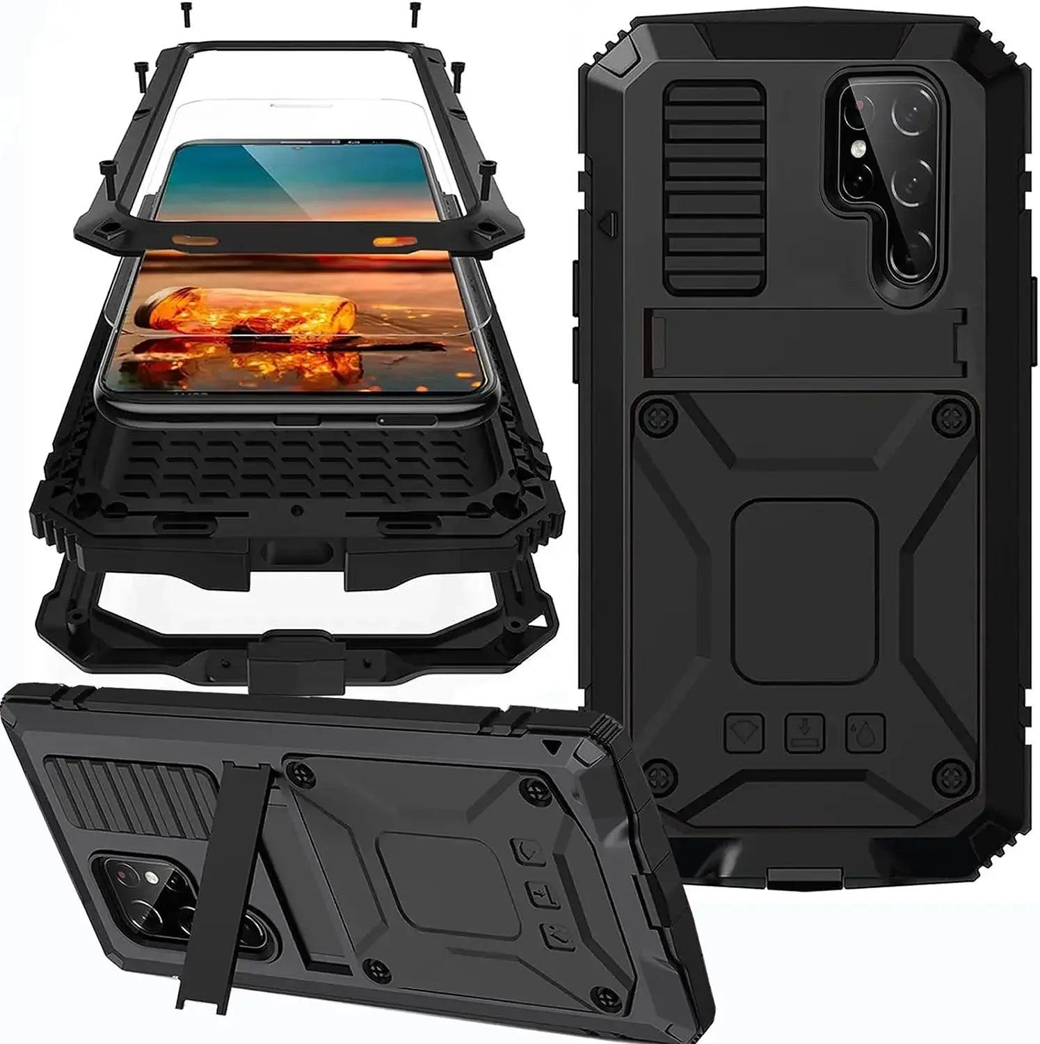 Casebuddy black / For Samsung S24 Galaxy S24 Rugged Military Metal Case
