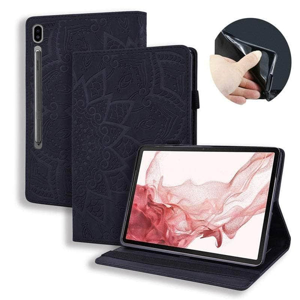 Casebuddy black-flower / S9 Ultra (14.6 inch) Galaxy Tab S9 Ultra Luxury Vegan Leather Wallet