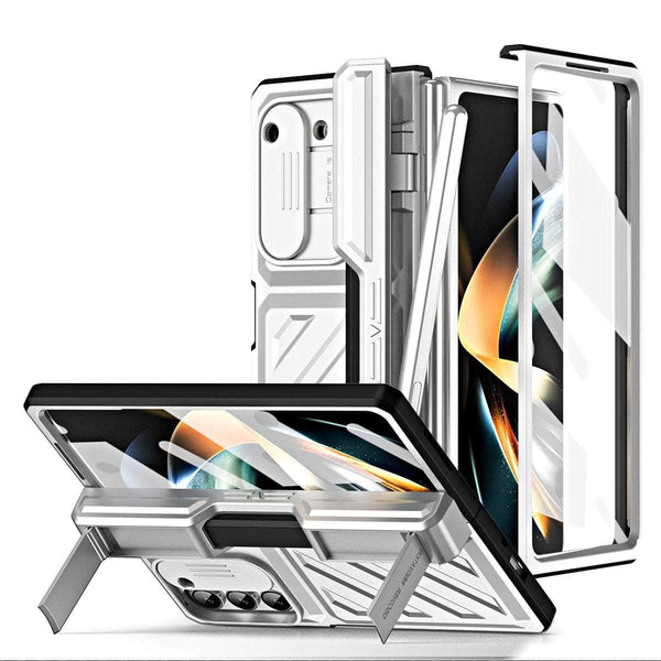 Casebuddy Silver / For Galaxy Z Fold 4 Galaxy Z Fold 4 Rugged Armor Pen Slot Case