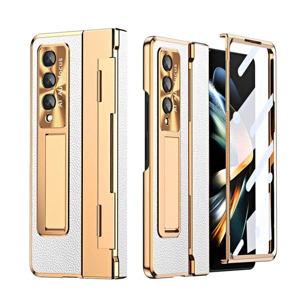 Casebuddy white gold / For Z Fold 5 2023 Plating Galaxy Z Fold 5 Glass Protection Cover