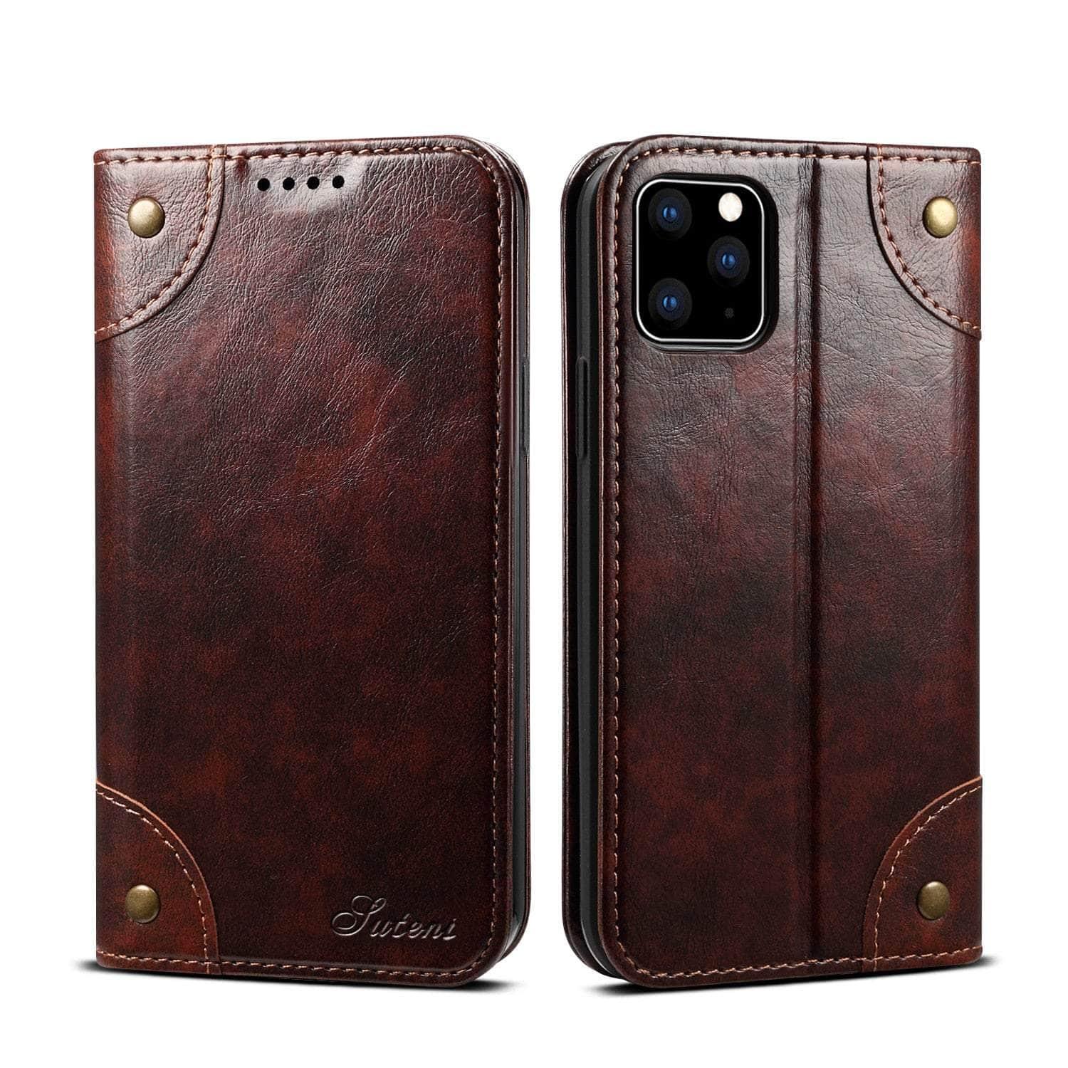 Casebuddy Classic iPhone 15 Plus Wallet Flip Genuine Leather Case