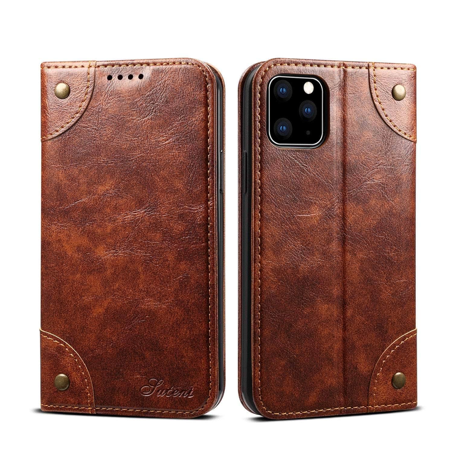 Casebuddy Classic iPhone 15 Pro Wallet Flip Genuine Leather Case