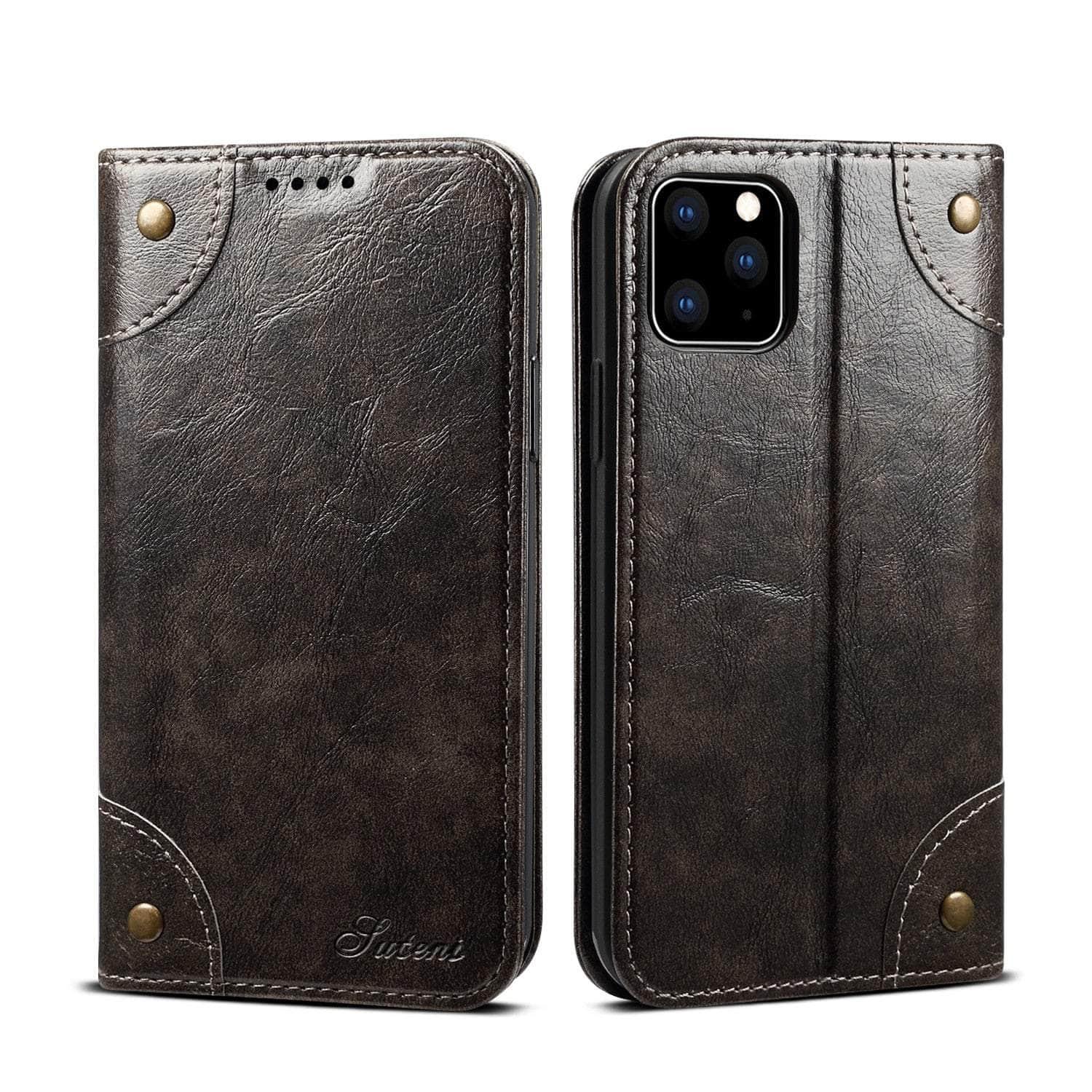 Casebuddy Classic iPhone 15 Pro Wallet Flip Genuine Leather Case