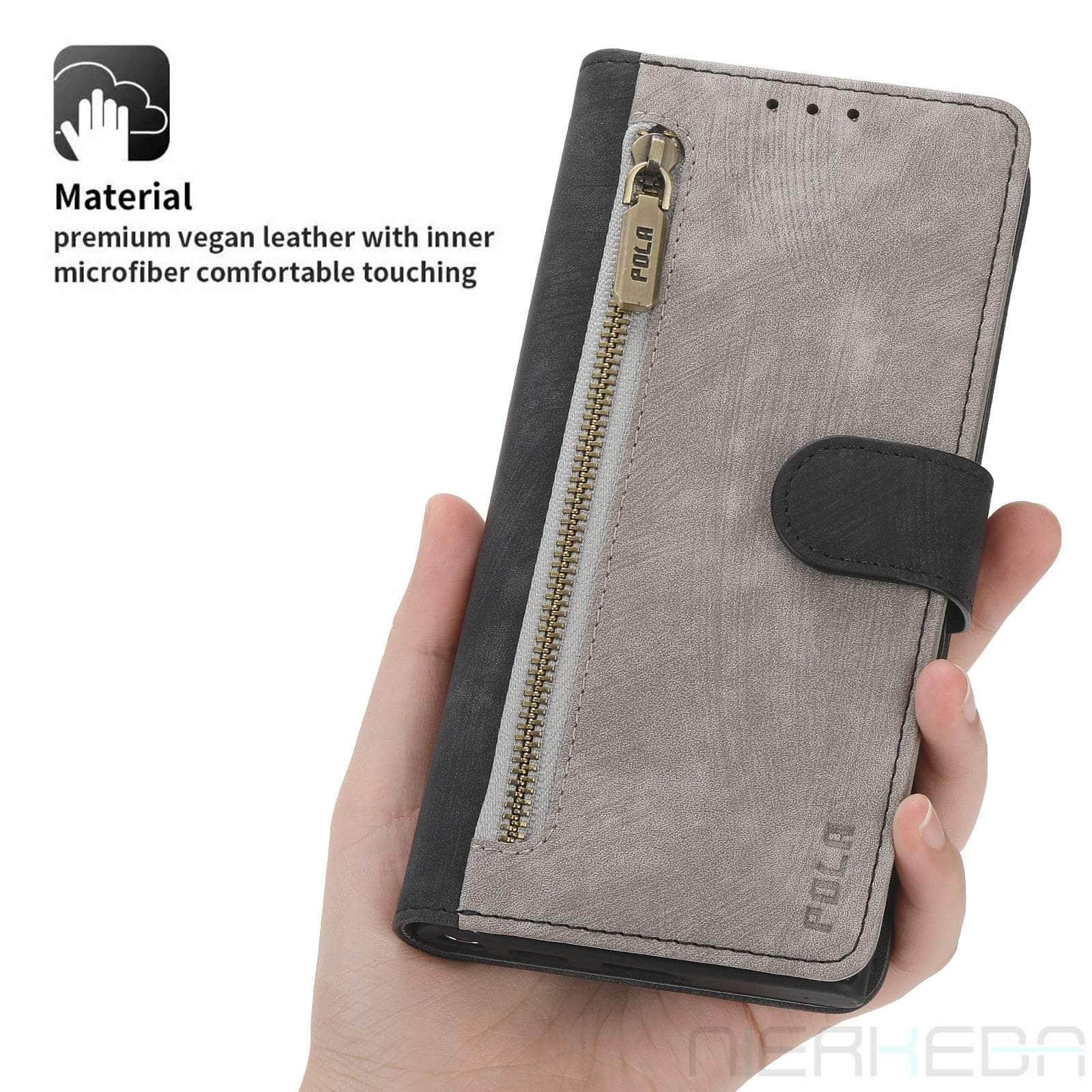 Casebuddy Grey or Black / Samsung A34 5G Galaxy A34 Anti-Theft Brush Leather Case