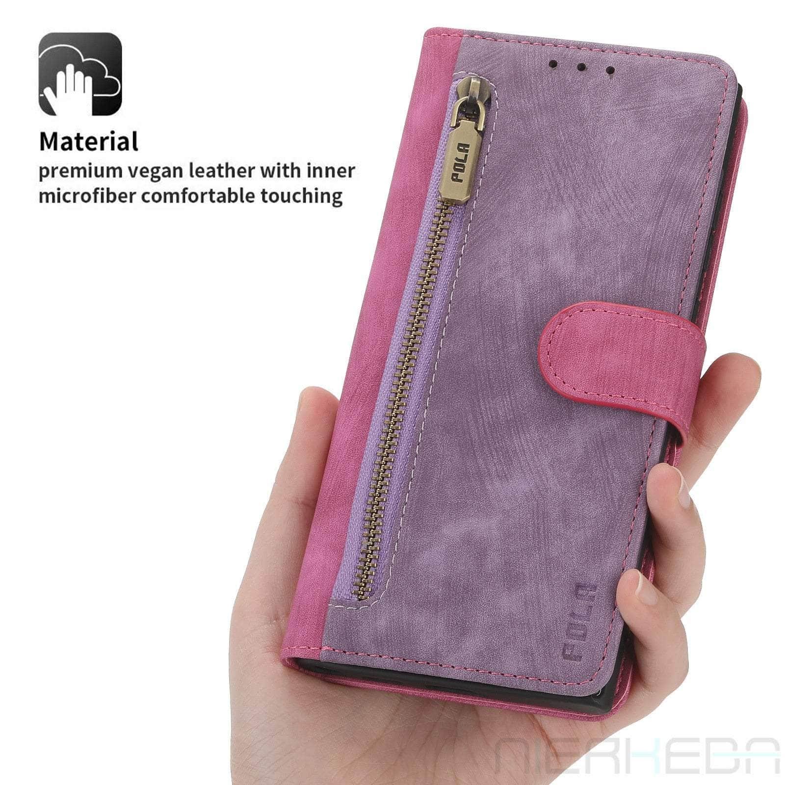Casebuddy Purple or Pink / Samsung A34 5G Galaxy A34 Anti-Theft Brush Leather Case
