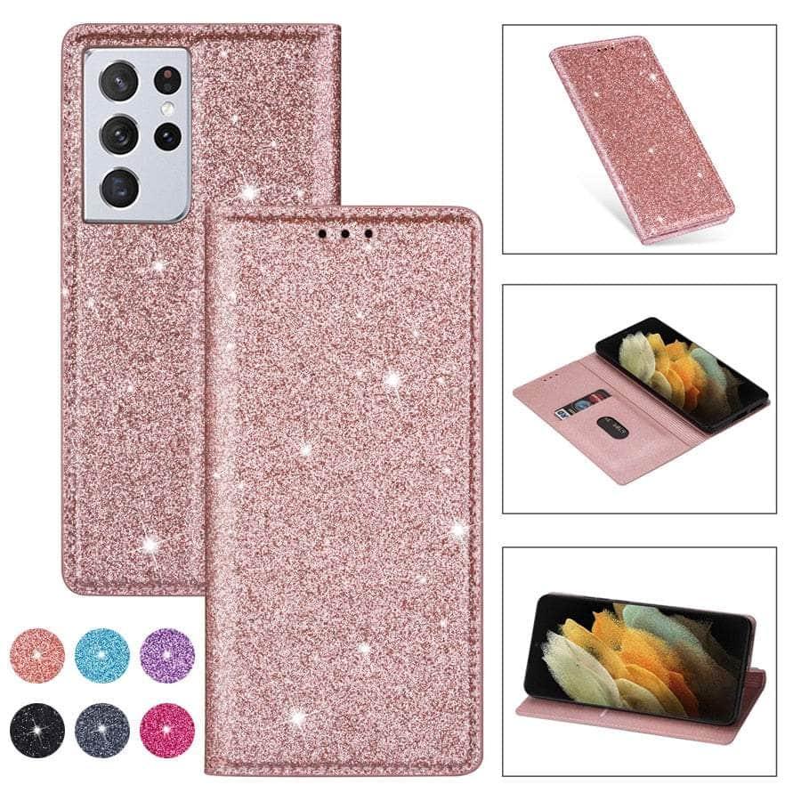 Casebuddy Galaxy A54 Wallet Glitter Leather Case