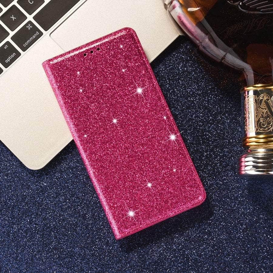 Casebuddy Rose red / Galaxy A54 Galaxy A54 Wallet Glitter Leather Case