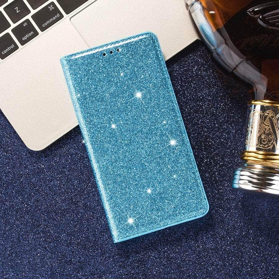 Casebuddy Sky blue / Galaxy A54 Galaxy A54 Wallet Glitter Leather Case