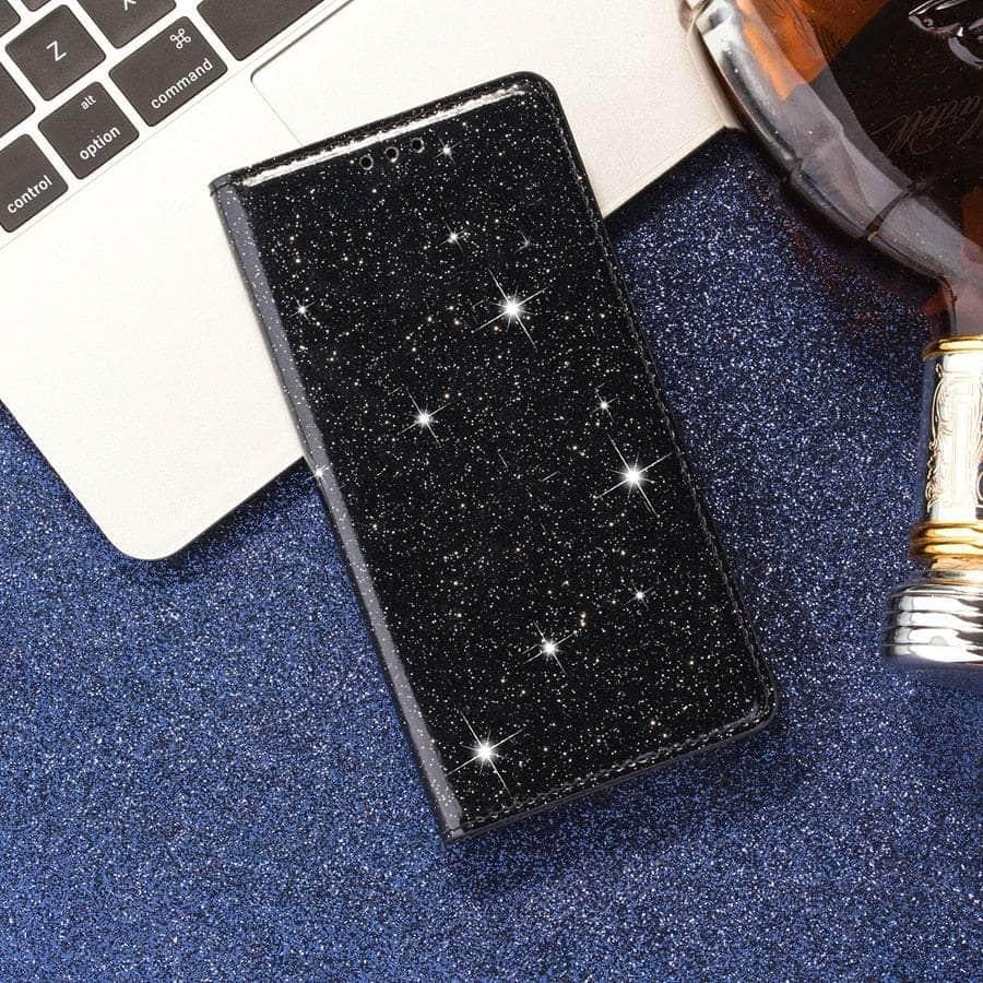 Casebuddy Black / Galaxy A54 Galaxy A54 Wallet Glitter Leather Case