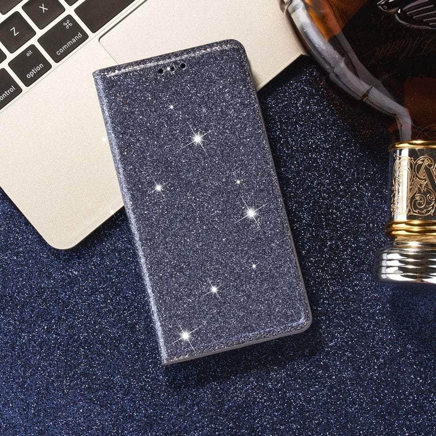 Casebuddy Gray / Galaxy A54 Galaxy A54 Wallet Glitter Leather Case
