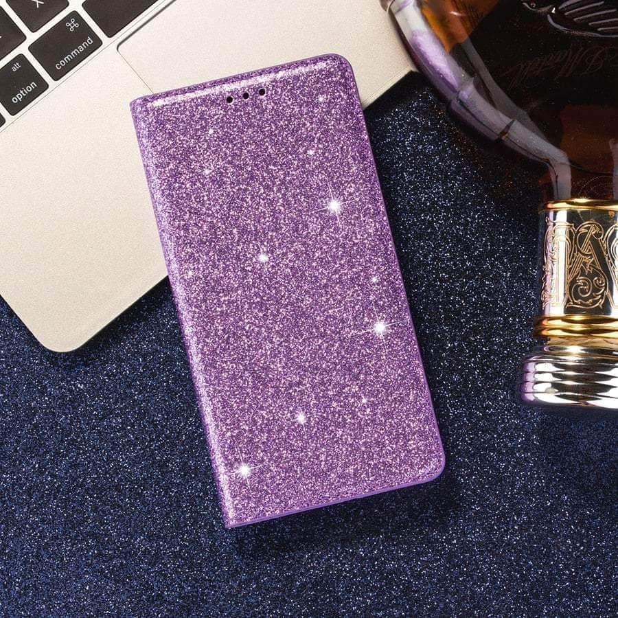Casebuddy Purple / Galaxy A54 Galaxy A54 Wallet Glitter Leather Case