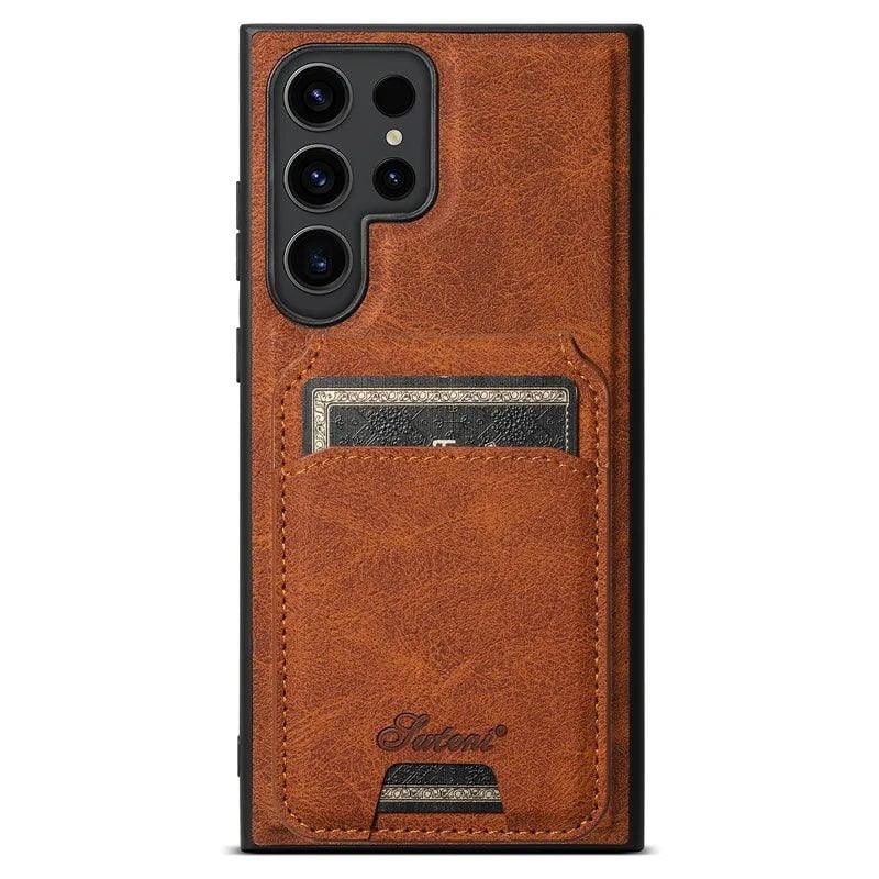 Galaxy S24 Plus Card Holder Vegan Leather Magnetic Pocket