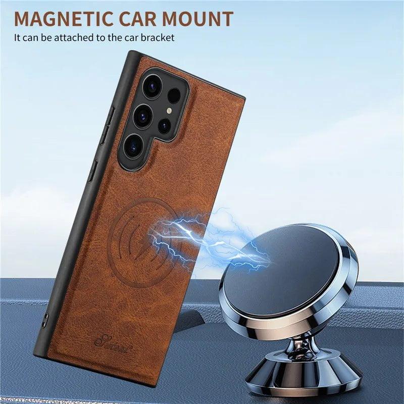 Galaxy S24 Plus Card Holder Vegan Leather Magnetic Pocket