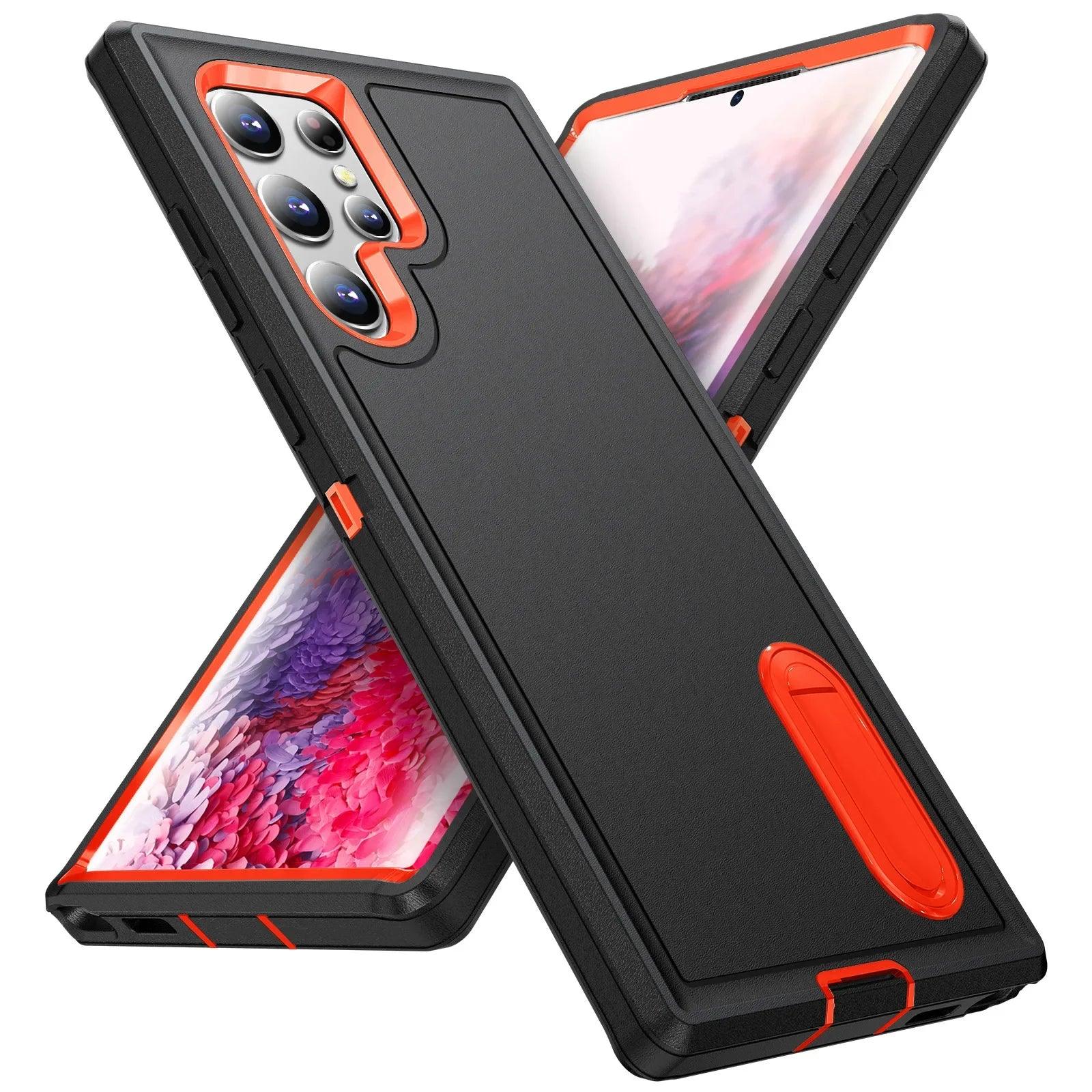 Casebuddy black  orange / Samsung S24 Ultra Galaxy S24 Ultra Shockproof Heavy Duty Cover