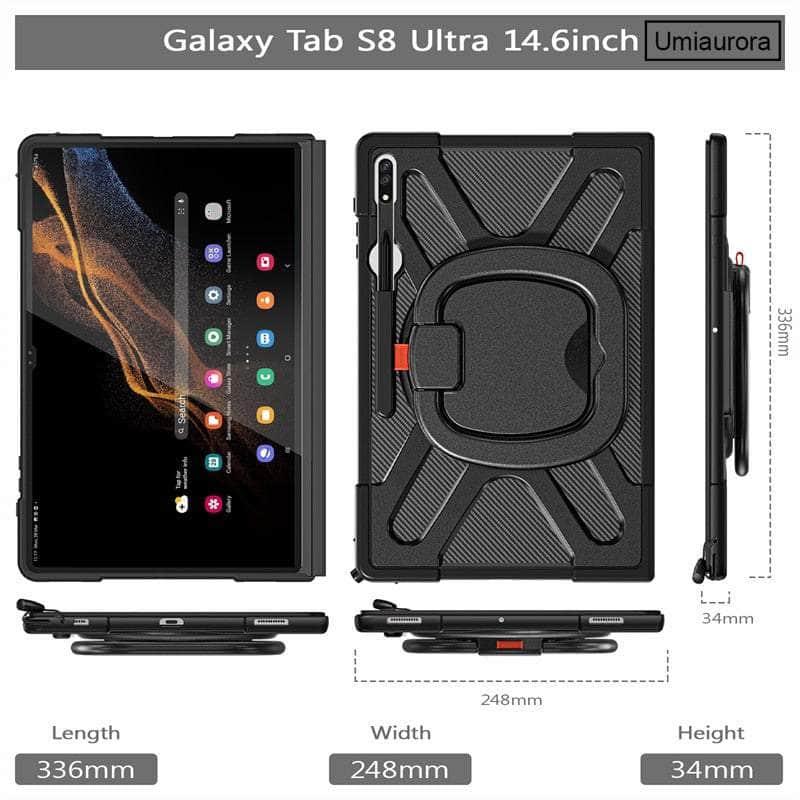 Casebuddy Galaxy Tab S9 Ultra Rotation Hand Ring Stand Rugged Case