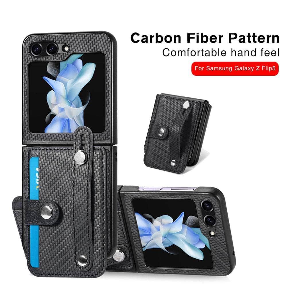 Casebuddy Galaxy Z Flip 5 Carbon Fiber Pattern Card Case