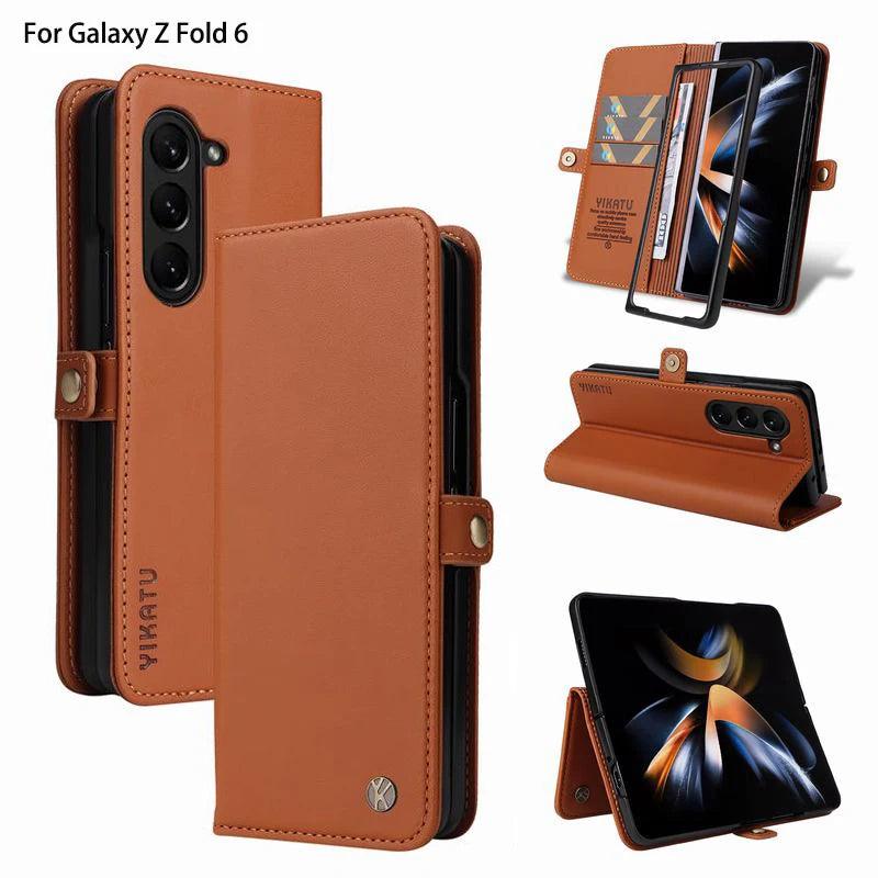 Galaxy Z Fold 6 Leather Wallet Magnetic Case - CaseBuddy Australia