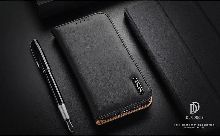 Casebuddy iPhone 15 Plus Dux Ducis Luxury Genuine Leather Wallet