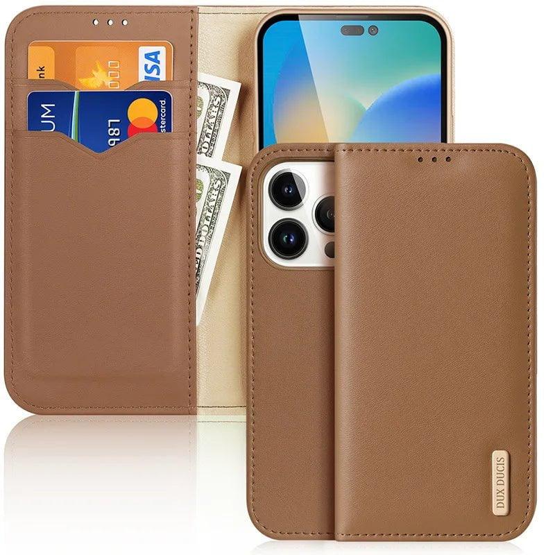 Casebuddy iPhone 15 Plus Dux Ducis Luxury Genuine Leather Wallet