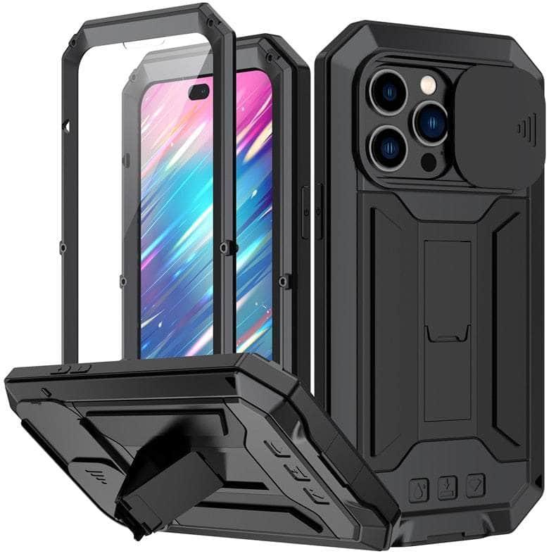 Casebuddy iPhone 15 Pro Max Full Body Rugged Armor Shockproof Metal Cover