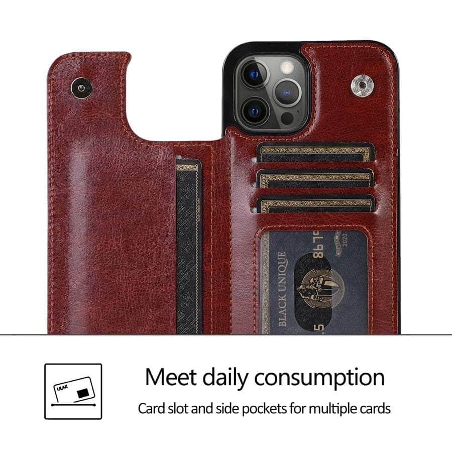 Casebuddy iPhone 15 Pro Max Wallet Double Button Card Stand