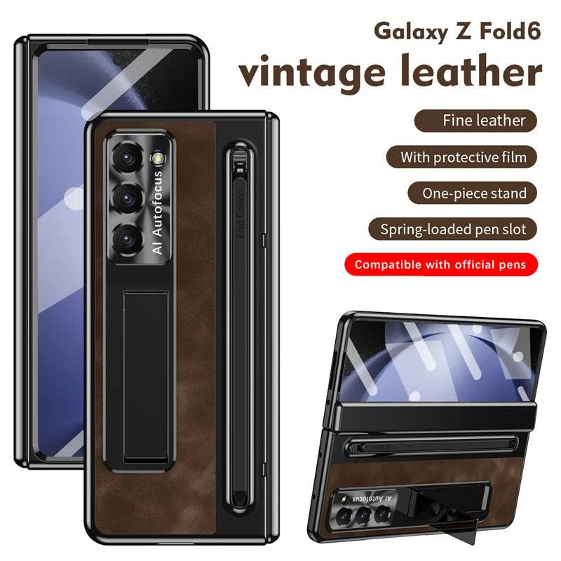 Leather Folding Stand Galaxy Z Fold 6 Case - CaseBuddy Australia