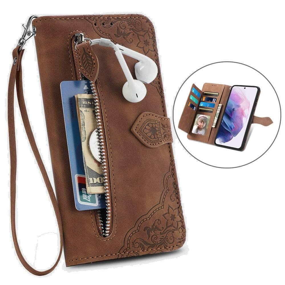 Casebuddy Luxury Zipper Leather Card Book Galaxy A14 Etui