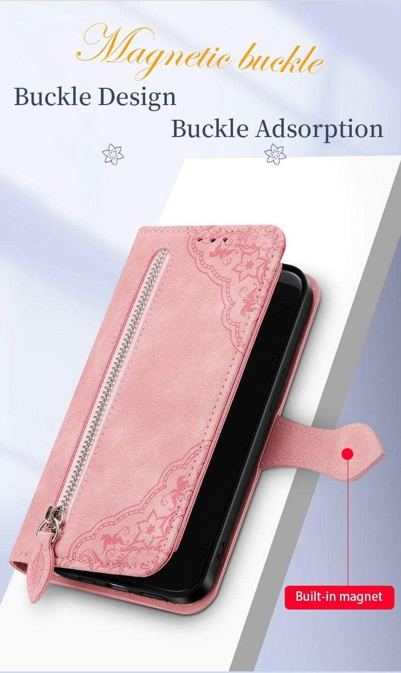 Casebuddy Luxury Zipper Leather Card Book Galaxy A34 Etui