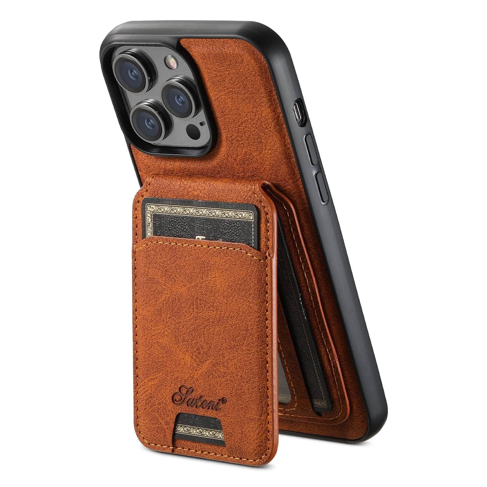 Casebuddy Magnetic iPhone 15 Pro Leather Card Case