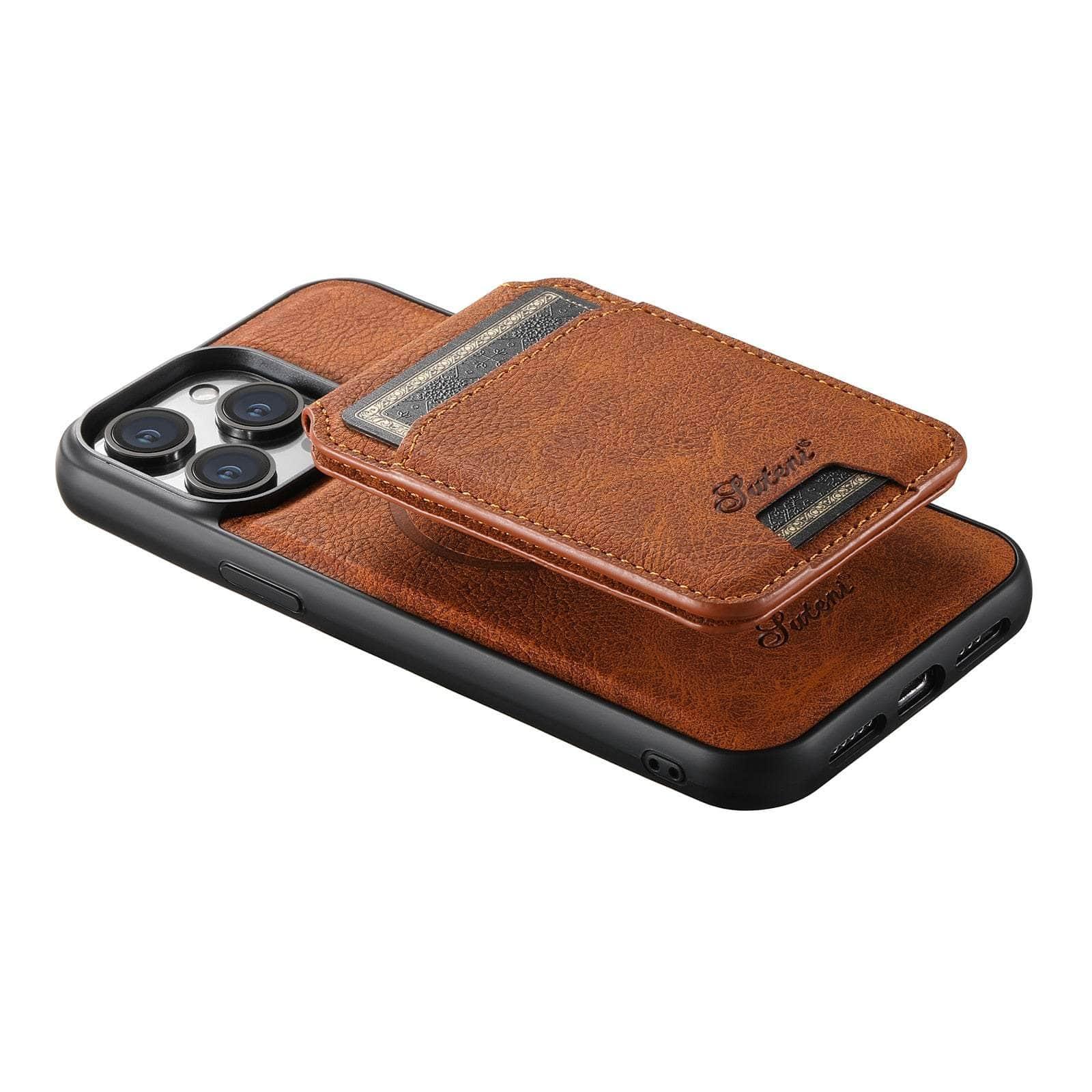 Casebuddy Magnetic iPhone 15 Pro Leather Card Case