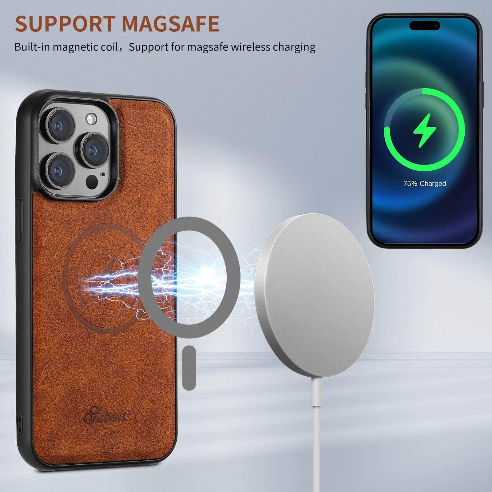 Casebuddy Magnetic iPhone 15 Pro Max Leather Card Case