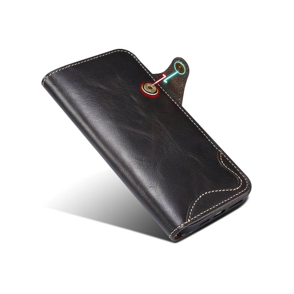 Casebuddy Real Leather iPhone 15 Plus Vintage Card Case