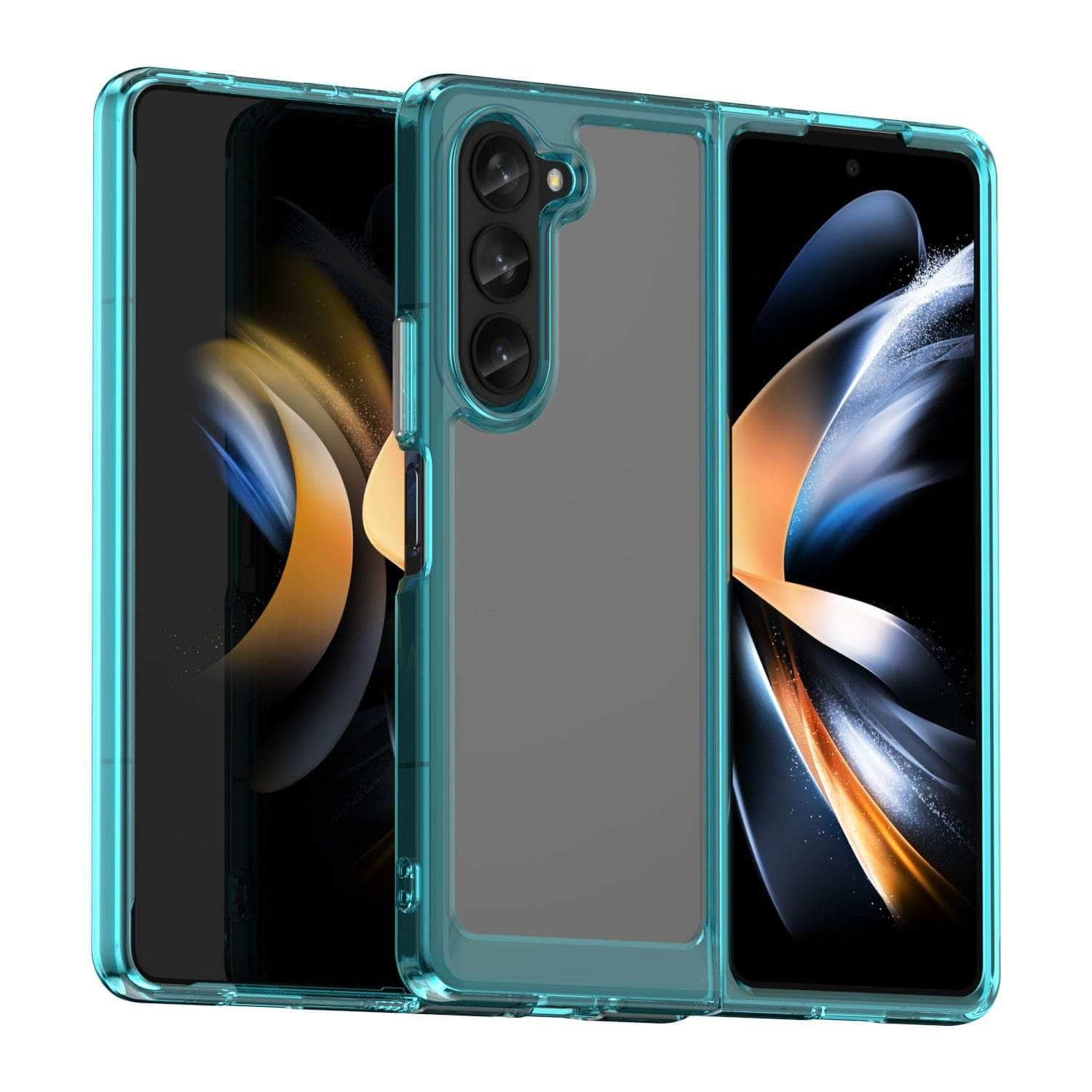 Casebuddy Transparent Blue / For Galaxy Z Fold 5 Shockproof Galaxy Z Fold 5 Bumper Cover