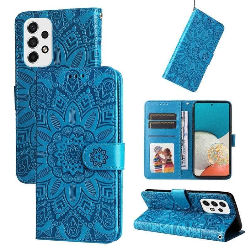 Casebuddy Sky Blue / For Samsung A34 5G Sunflower Galaxy A34 Card Wallet