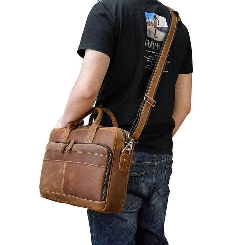 Vintage Genuine Leather 14'' Laptop Messenger Bag