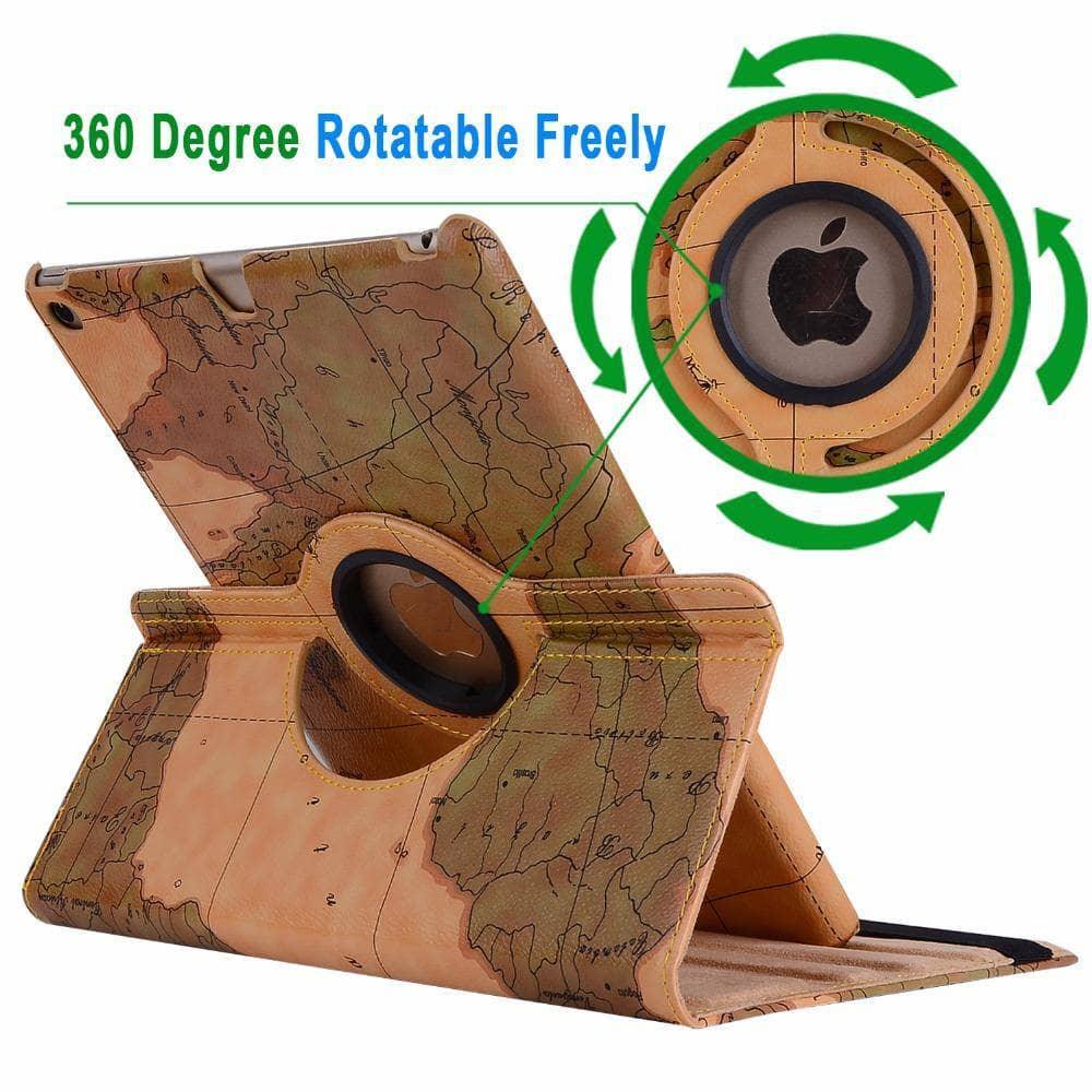 360 Rotating World Map Smart Tablet Case iPad Air 3 2019 A2152, A2123, A2154