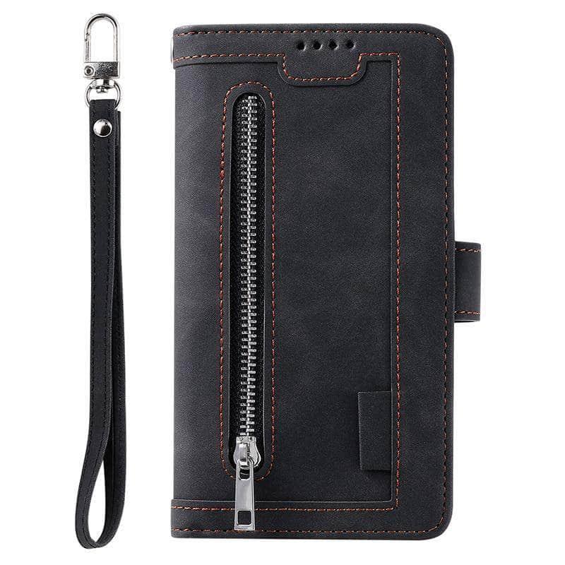 9 Cards Zipper Flip iPhone 13 Leather Case