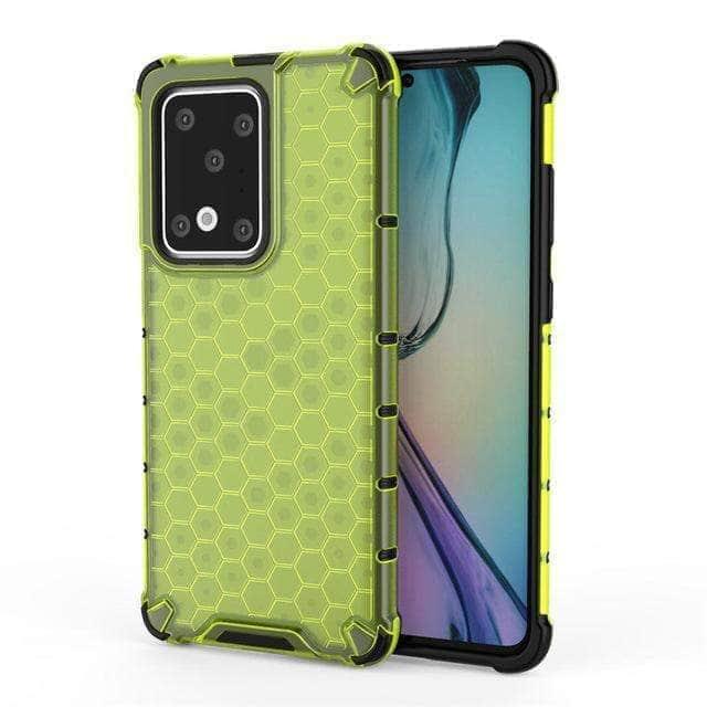 CaseBuddy Casebuddy For Galaxy S20 Ultra / Clear Green Armor Case Samsung S20+ S20 Ultra 5G Honeycomb Clear Phone Case Shockproof Back Cover