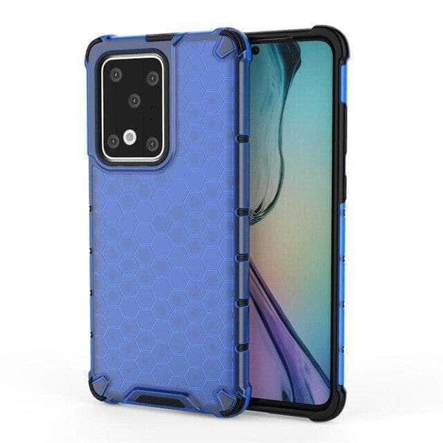 CaseBuddy Casebuddy For Galaxy S20 Ultra / Clear Blue Armor Case Samsung S20+ S20 Ultra 5G Honeycomb Clear Phone Case Shockproof Back Cover