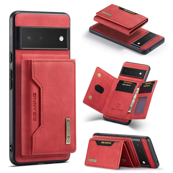 Casebuddy For Pixel 6 Pro / Red 2 in 1 Detachable Pixel 6 Pro Card Pocket Wallet