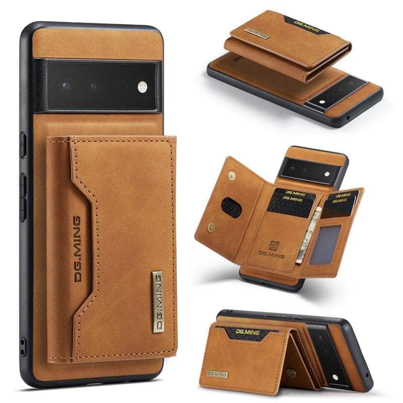 Casebuddy For Pixel 7 Pro / Brown 2 in 1 Detachable Pixel 7 Pro Card Pocket Wallet