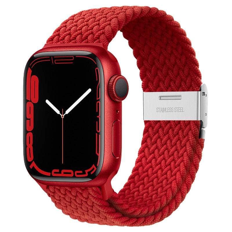 Casebuddy Red / 38mm 40mm 41mm Braided Solo Loop Apple Watch Band