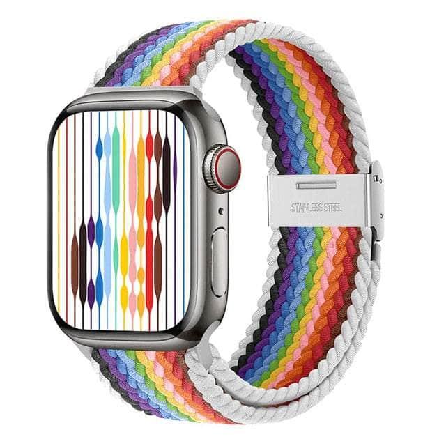 Casebuddy Pride white / 38mm 40mm 41mm Braided Solo Loop Apple Watch Band