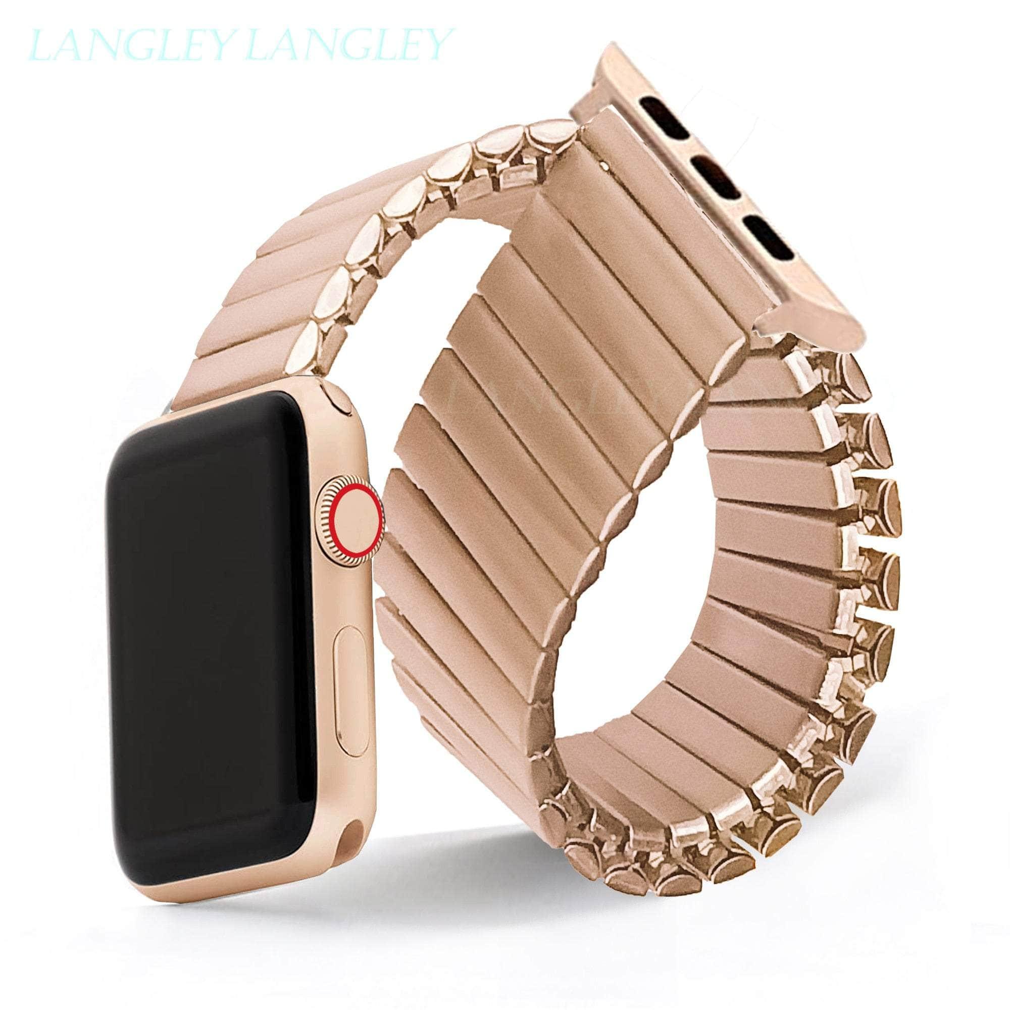 Casebuddy Rose Gold / S  38-40-41mm Elastic Stainless Steel Apple Watch Band