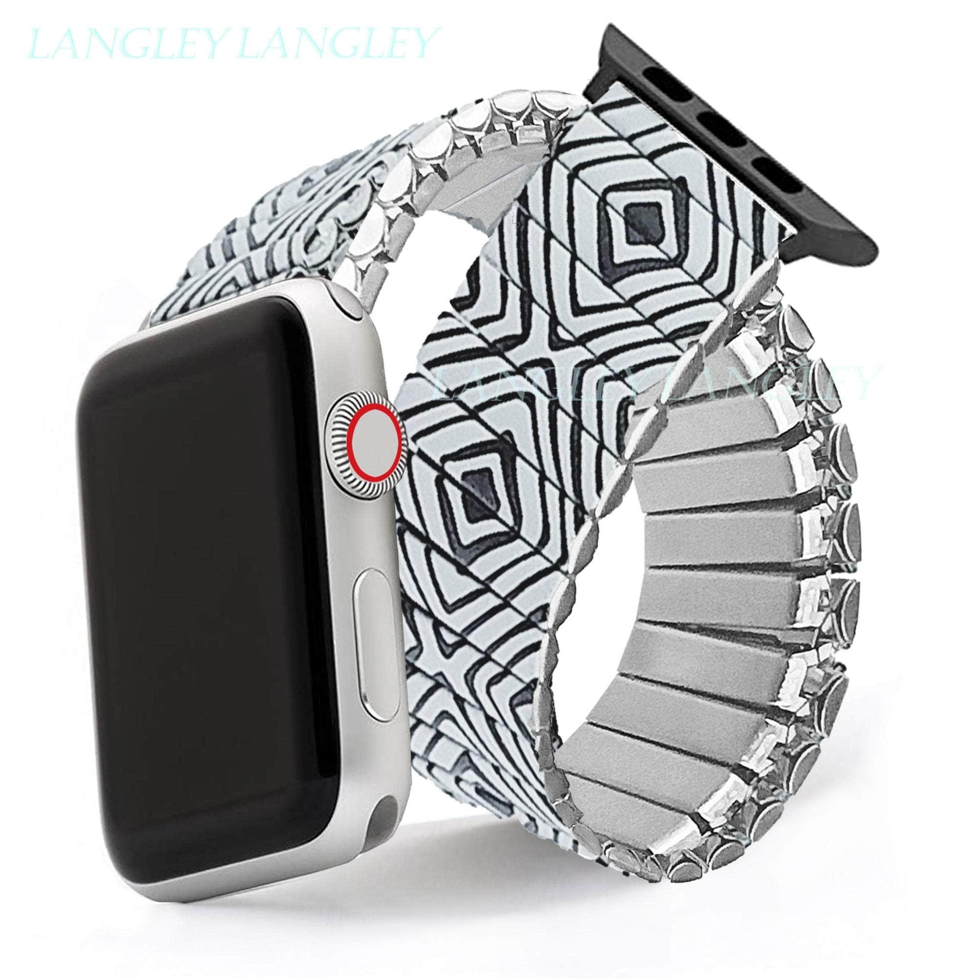 Casebuddy Black White / S  38-40-41mm Elastic Stainless Steel Apple Watch Band