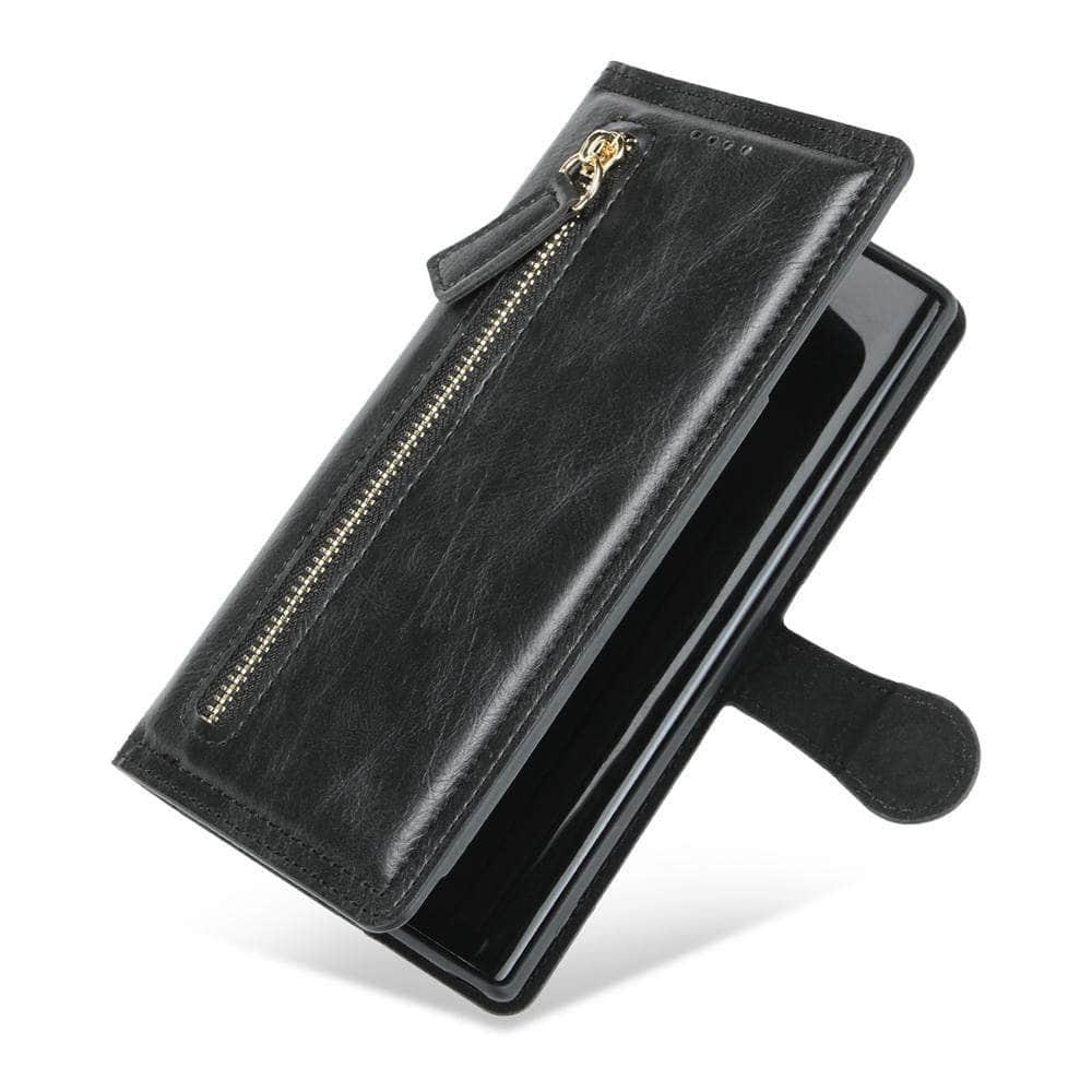 Casebuddy Black / Samsung S23 Galaxy S23 Zipper Leather Flip Case